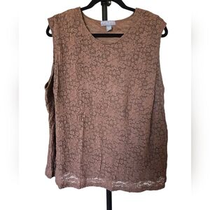 3X Kate Hill Brown Sleeveless Shell/Sleeveless Blouse